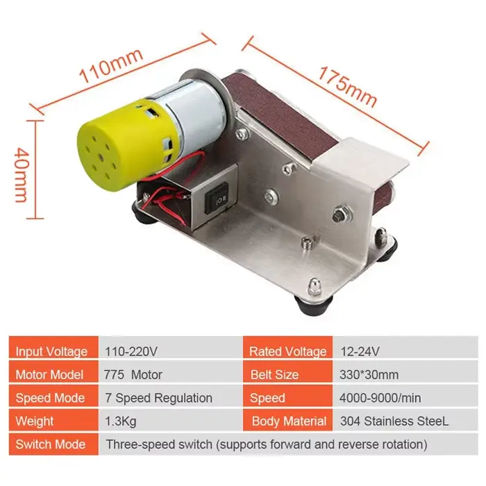 Mini ponceuse à bande électrique 110V/220V