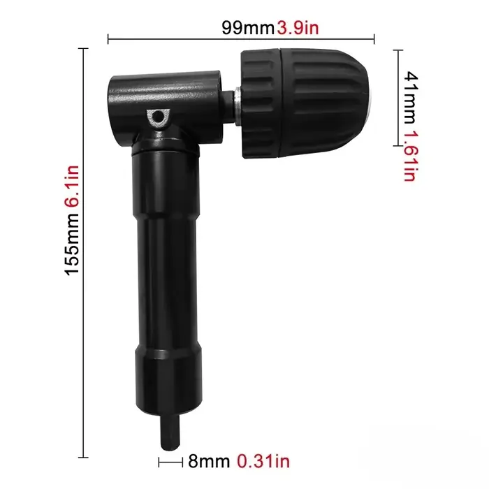 Adaptateur d'angle droit 90 degrés en alliage d'aluminium pour perceuse électrique, outil de rotatio