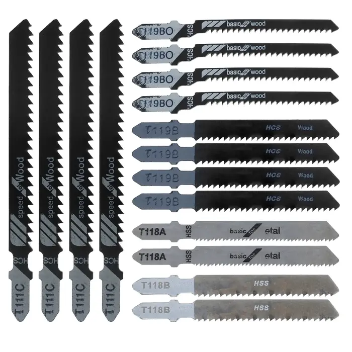 Jeu de 16 lames de scie sauteuse