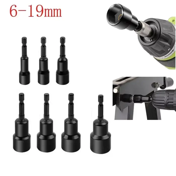 Tournevis à écrou magnétique à douille d'impact 6-19mm, adaptateur de douille profonde, têtes de clé