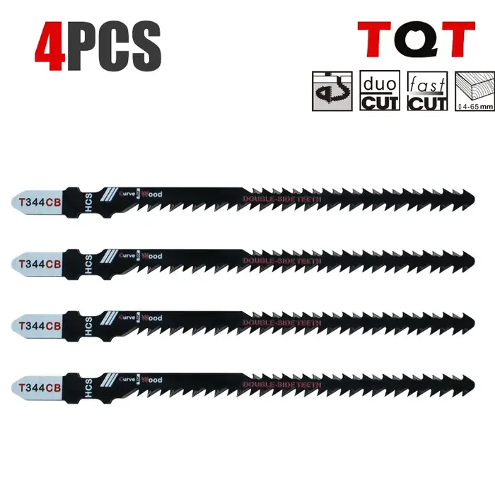 Lot de 4 lames de scie sauteuse double face T344Cb pour une coupe incurvée efficace
