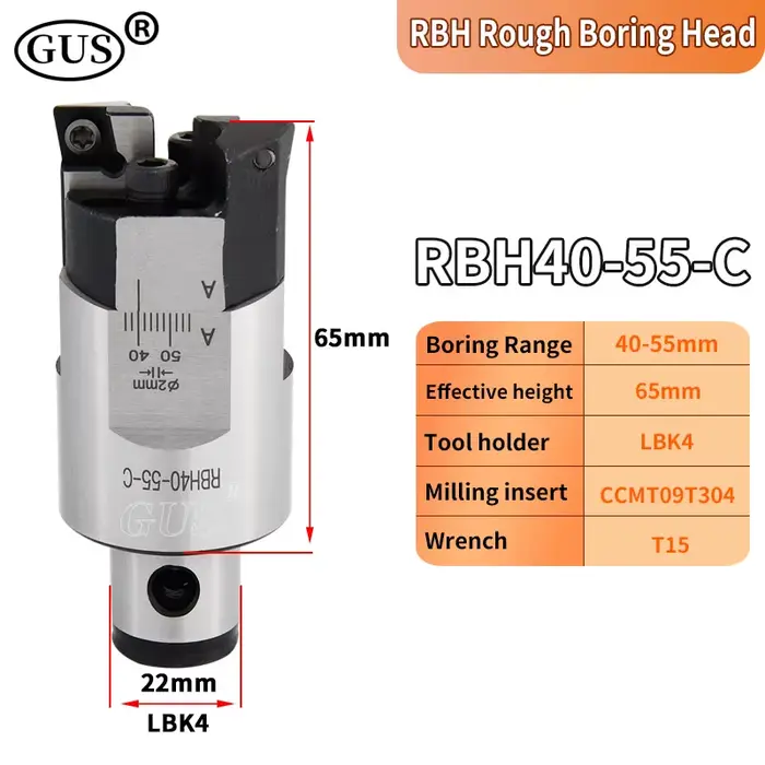 RBH Tête de fraise à aléser réglable à double tranchant RBH19-25 RBH25-33 RBH32-42 RBH40-55 RBH52-70 Porte-outil alésage CKB LBK LBK1