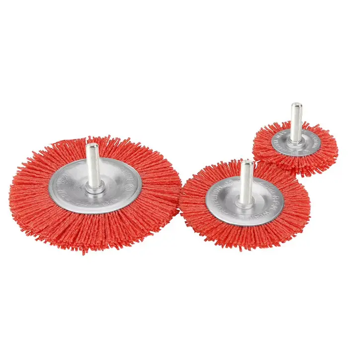 Brosse plate en Nylon, roue métallique Abrasive