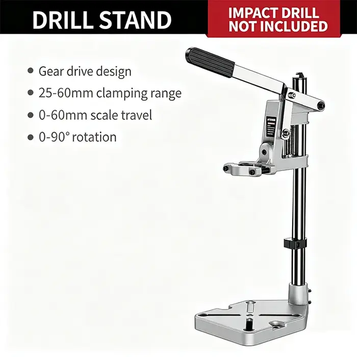 Support de perceuse réglable et rotatif, support de perceuse de table pour le perçage du bois, du métal et du plastique en DIY