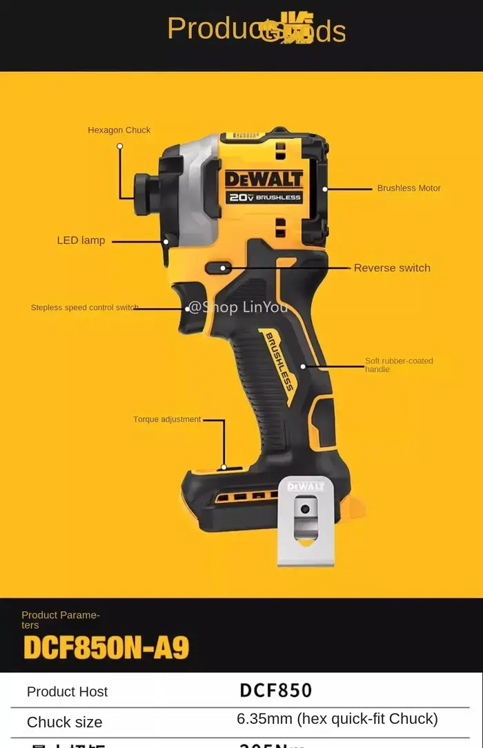 DEWALT DCF Nouveau 850 20V Perceuse-visseuse sans fil à moteur sans balais