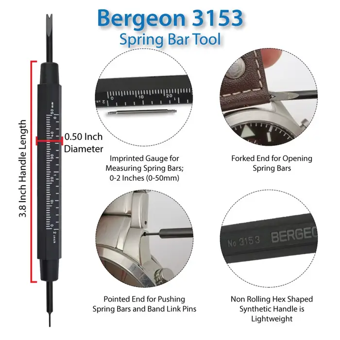 Bergeon 3153 Outil de précision pour l'installation et le retrait des barrettes à ressort des bracelets de montre