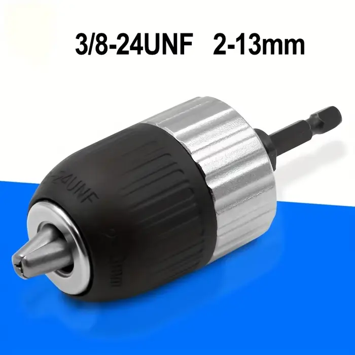 Mandrin de perceuse sans clé polyvalent 2-13mm 3/8-24UNF, mandrin de pilote d'impact robuste, adapta