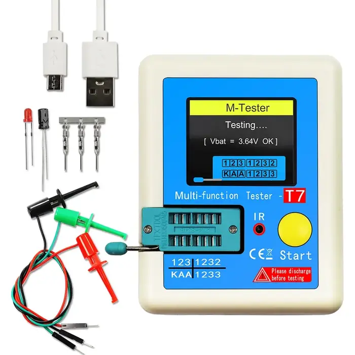 T7 nouveau testeur de Transistor TFT Diode Triode compteur de capacité LCR ESR mètre NPN PNP MOSFET IR