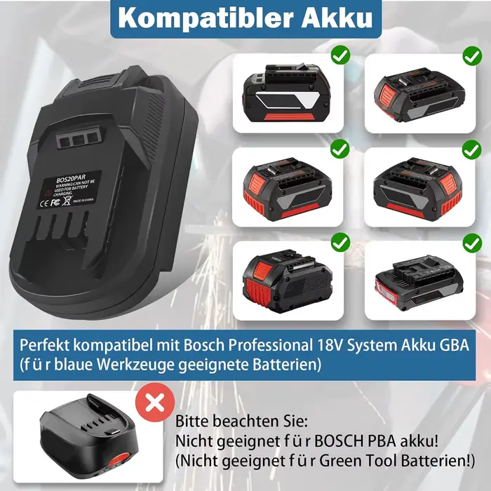 Adaptateur de batterie pour Bosch To for Parkside BOS20PAR, pour convertir la batterie Li-Ion Bosch 