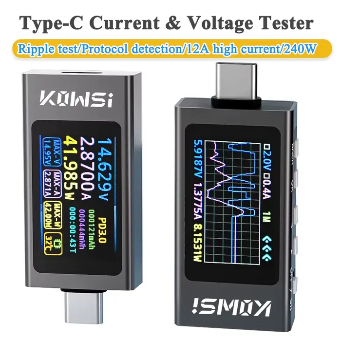 KWS-X1 4V-30V 12A Type C testeur voltmètre ampèremètre TYPE-C détection de Charge rapide mesure de c