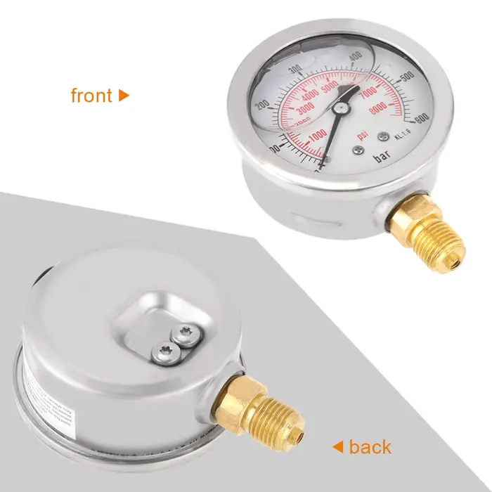 Manomètre de manomètre 0-8500Psi, 0-600Bar G 1/4 "63mm cadran jauge de pression d'eau hydraulique ou