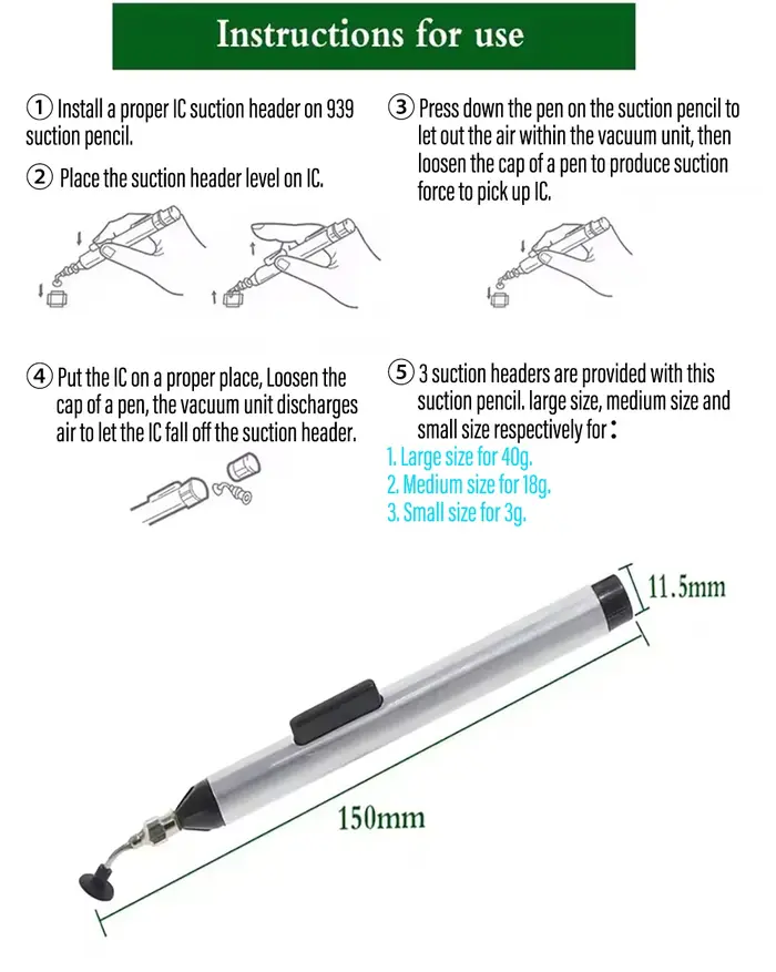 Kit de stylo d'aspiration sous vide IC SMD
