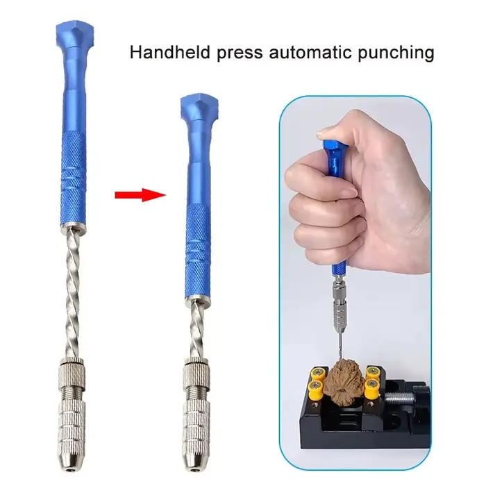 Bleu étendu Semi-automatique 0.5-3mm Main Twist Drill Ambre En Plastique Carte De Forage Outil