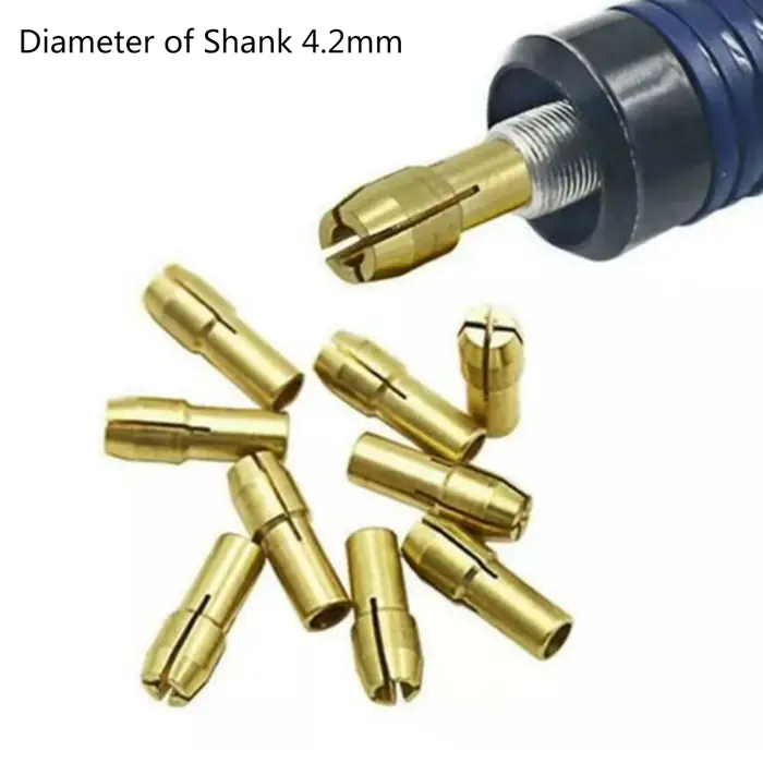 Ensemble de 10 pièces de mandrin de meuleuse électrique, mandrins de perceuse, pince 4.2mm 0.5-3.2mm, Mini meuleuse, mandrin en cuivre, ensemble d'accessoires