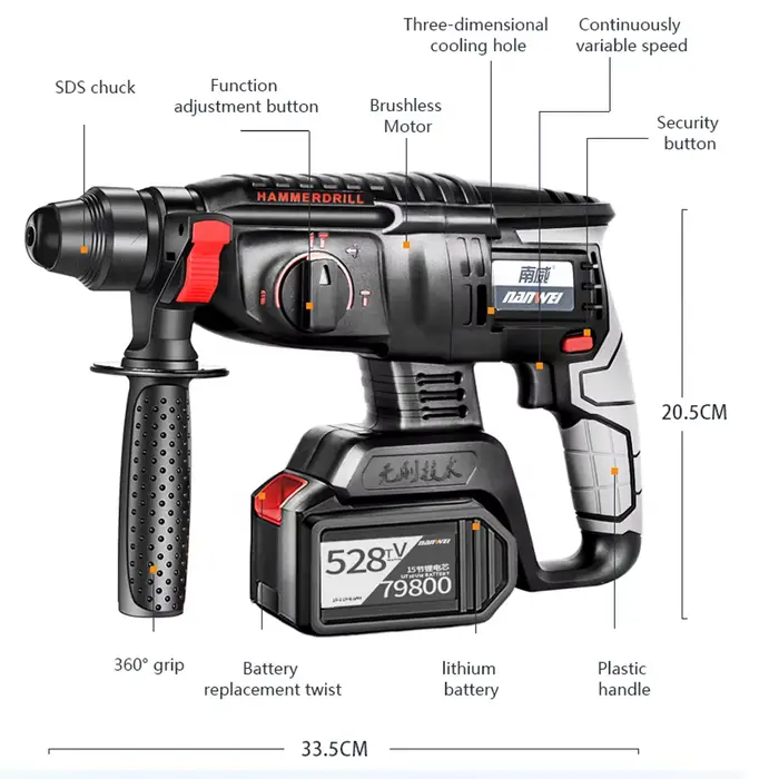 Marteau perforateur sans fil, marteau perforateur sans balais en promotion