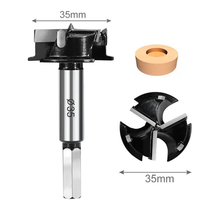CMCP 1pc 35mm Forstner foret charnière alésage foret trou scie Cutter tige ronde carbure pointe outil de forage coupe pour le travail du bois
