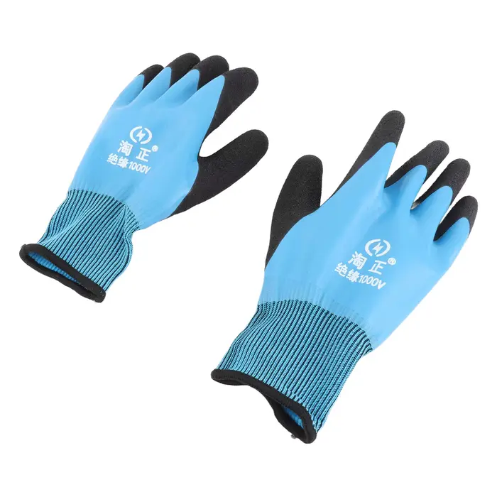 Gants de travail isolés électriques 1000V, gants de sécurité en caoutchouc pour électricien 360 °