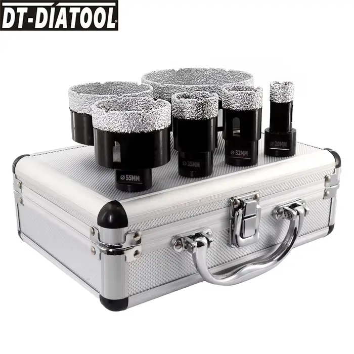 DIATOOL 6 pièces Dia 20-100mm diamant propositions Core Bit Case Set pour carreaux de porcelaine granit marbre trou