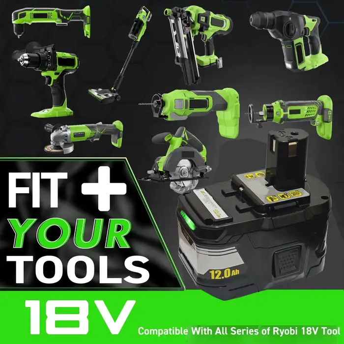 Nouvelle batterie haute performance RYOBI 18V 12.0Ah-15C l-ion adaptée à toutes les séries d'outils électriques P108 RB18L50