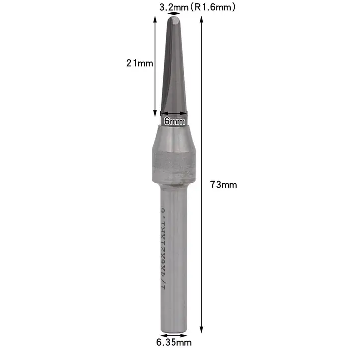 Mèche de routeur à rainurer en forme de V TCT 73mm avec fond arrondi pour la flexion du bois et la f