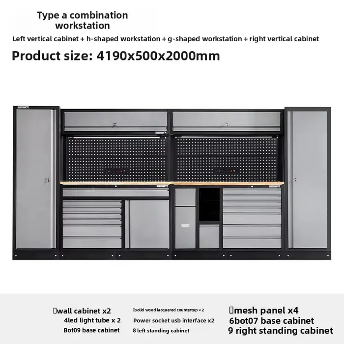 Armoire à outils combinée multifonctionnelle avec roulettes pour les postes de travail de réparation automobile
