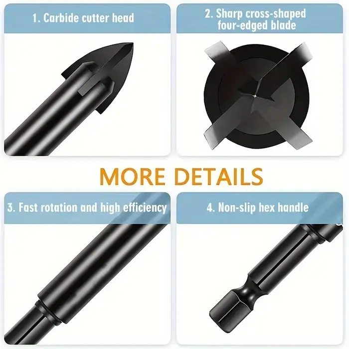 Mèches hexagonales croisées pour carrelage, verre, céramique, ouvre-trou pour béton, alliage Triangle, taille 3/4/5/6/8/10/12mm, forets pour verre