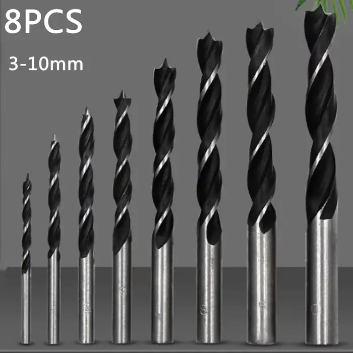 Ensemble de forets à bois 3MM-10MM, Kit de forets pour outils à bois, foret en spirale en acier à ha