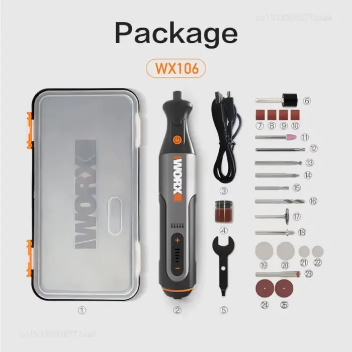 Worx WX106 outil rotatif 8V sans fil Mini perceuse gravure meulage polisseuse chargeur USB ensemble d'outils électriques à vitesse Variable