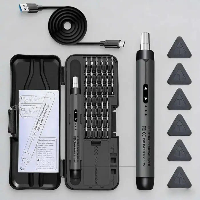 Ensemble de tournevis électrique sans fil rechargeable, kit d'outils électriques de précision, mini perceuse pour la réparation de téléphones portables et d'ordinateurs, CRV