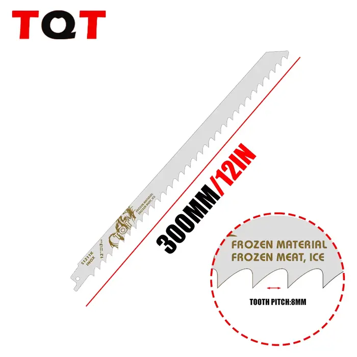 Lame de scie sauteuse en acier inoxydable de qualité alimentaire 12 po 3Tpi S1211K pour la découpe de os congelés – Performance de coupe plus fluide