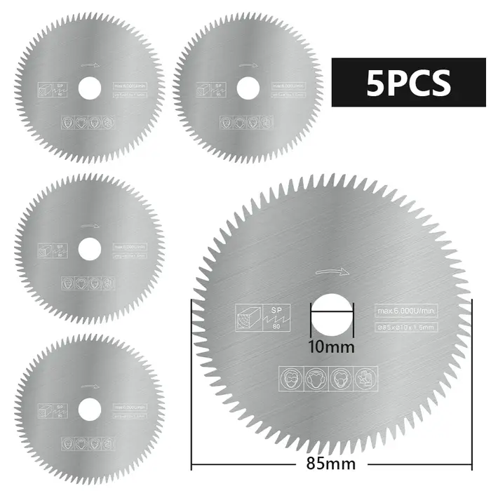 XCAN 1/3/5 pièces 85mm Mini lame de scie circulaire alésage 10/15mm 80 dents disque de coupe en acier inoxydable outils électriques accessoires