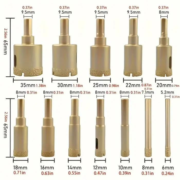 Kit de 12 forets diamantés 6-35 mm pour carrelage