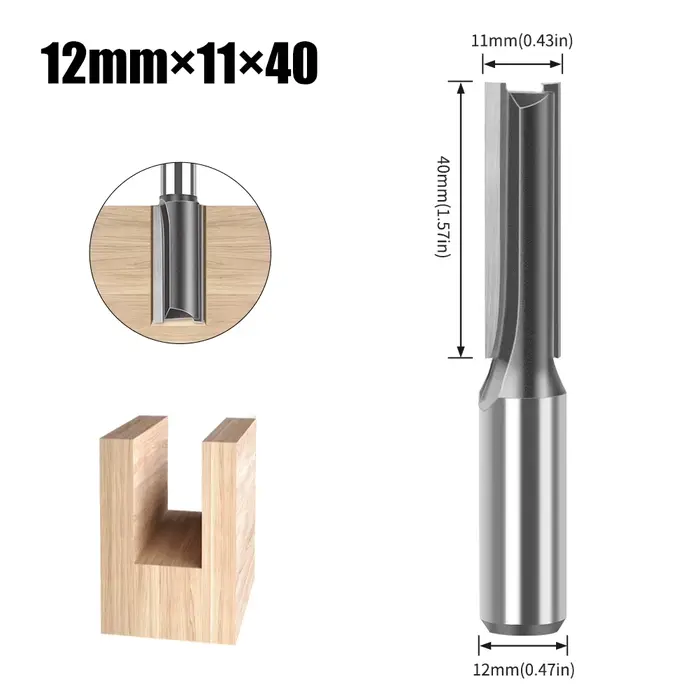 Fraise droite longue de 12 mm de queue, diamètre 11-22 mm, longueur de coupe 40 mm, pour rainurage,