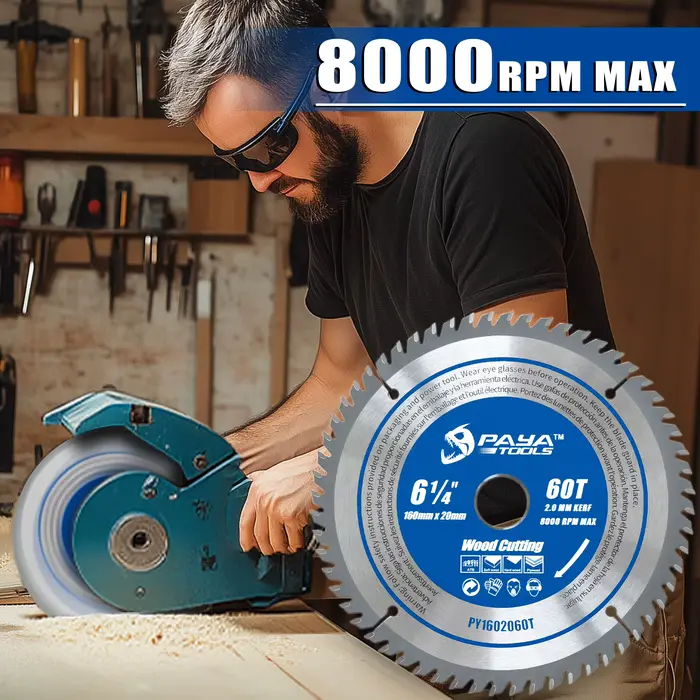 Lame de scie circulaire PAYA 6 1/4" 60 dents à pointe en carbure 160 mm Lames de scie TCT pour couper divers matériaux composites en bois