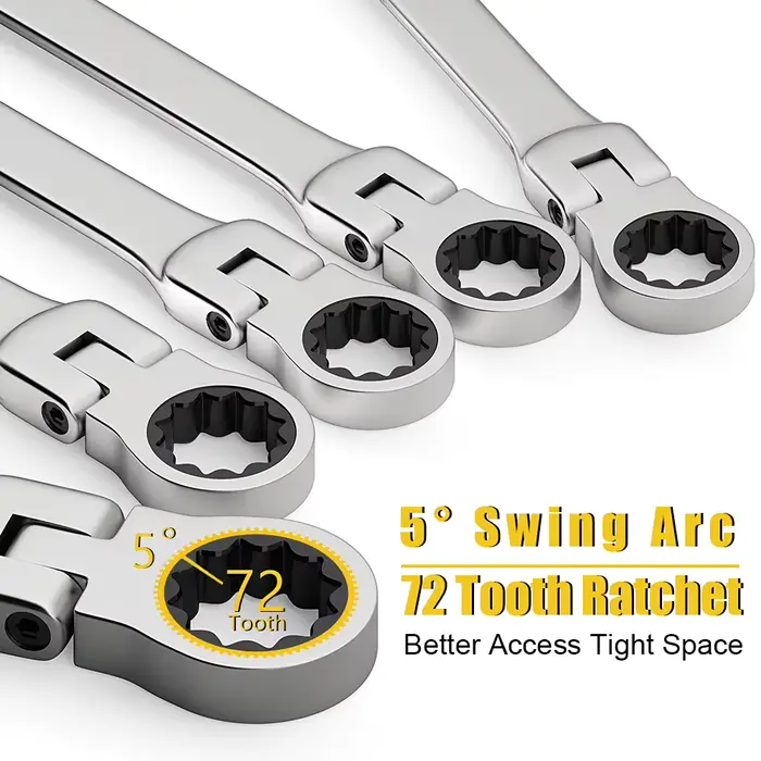 Jeu de clés combinées à cliquet, clé à cliquet à tête flexible métrique de 6 à 22 mm, clé en acier a
