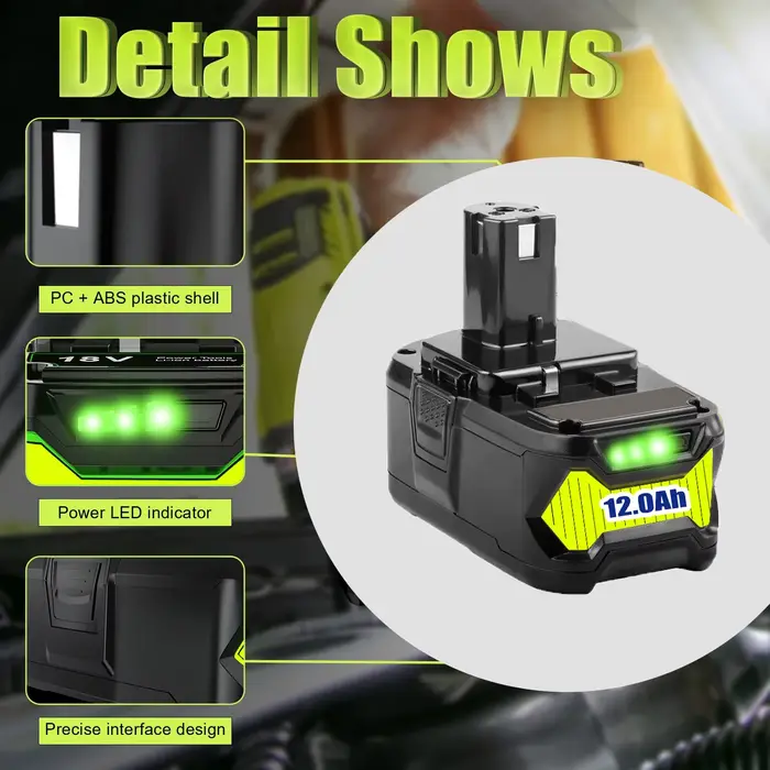 12Ah pour batterie RYOBI 18V P108 18V One + Plus