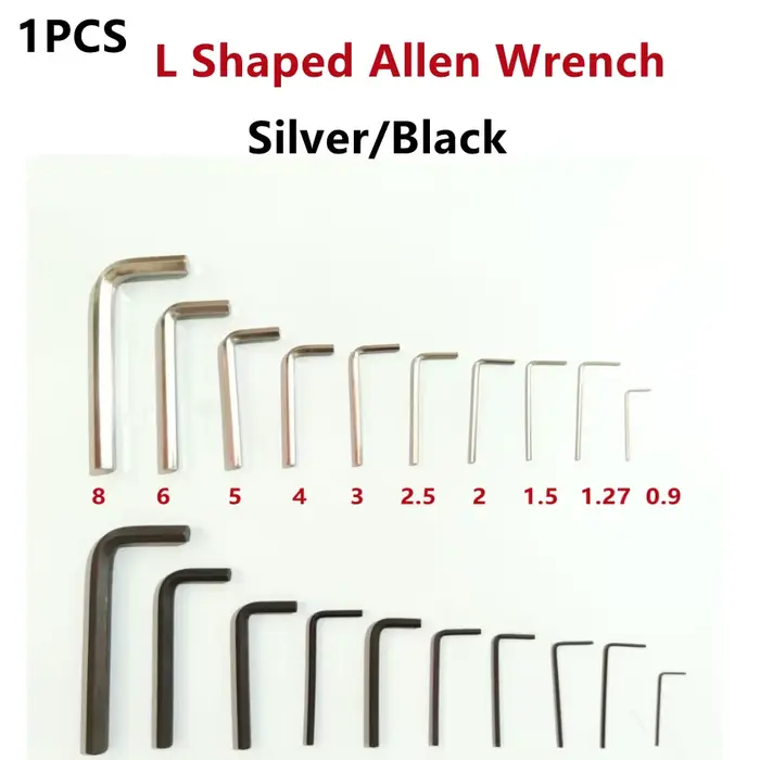 1 pièces clé Allen en forme de L argent noir clé hexagonale clé Allen 0.9mm 1.27mm 1.5mm 2mm 2.5mm 3