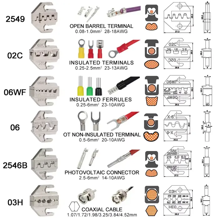 Outils de sertissage pince SN-58B mâchoire Interchangeable pour XH2.54/DuPont2.54/2.8/4.8/6.3/Non isolé/bornes de virole cliquet