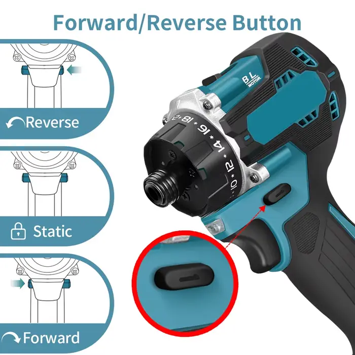 Tournevis électrique sans fil, 1000W, couple 20 + 1, 1/4 pouces, sans balais, perceuse électrique, outil électrique pour Makita, batterie 18V 280N.m