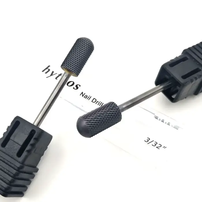 HYTOOS foret à ongles en carbure de tungstène titane noir à dessus rond 3/32 "embouts pour manucure pédicure perceuse électrique accessoires outil