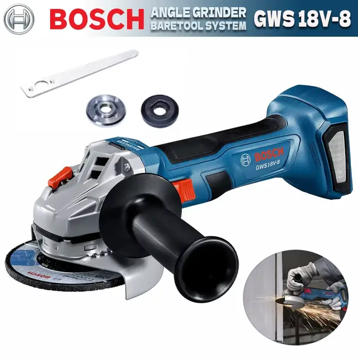 Meuleuse électrique professionnelle BOSCH GWS18V-8 18V, outil multifonctionnel pour la découpe et le