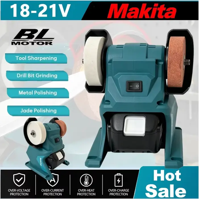 Meuleuse d'établi sans fil Makita 18V | Meules doubles pour le polissage du métal et de la pierre et l'affûtage des
