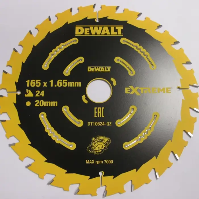 DEWALT DT10624 Lame de scie pour le travail du bois 165 mm x 20 mm 24T