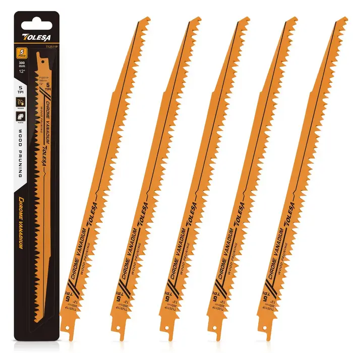 TOLESA 5 pièces 5/6TPI lames de scie alternative pour l'élagage du bois pour la coupe de tuyaux