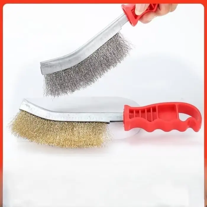 Brosse métallique en fil d'acier plaqué laiton, nettoyeur de gril, brosse métallique en acier inoxyd