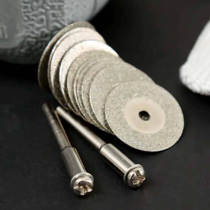 Roue de coupe diamantée 12 pièces/ensembles, 20mm, avec 2 mandrins pour outil rotatif Dremel