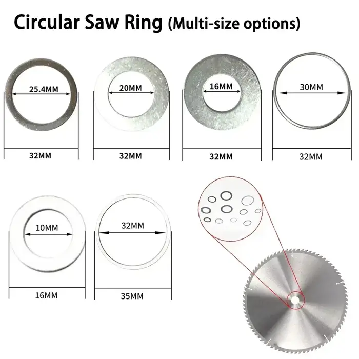 Anneau de réduction de lame de scie circulaire multi-tailles