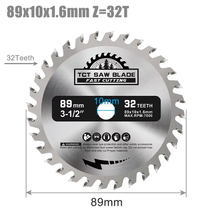 CMCP 1 pièce Lame de scie circulaire 89 mm 24T 32T en carbure TCT, disque de coupe, alésage 10 mm, p