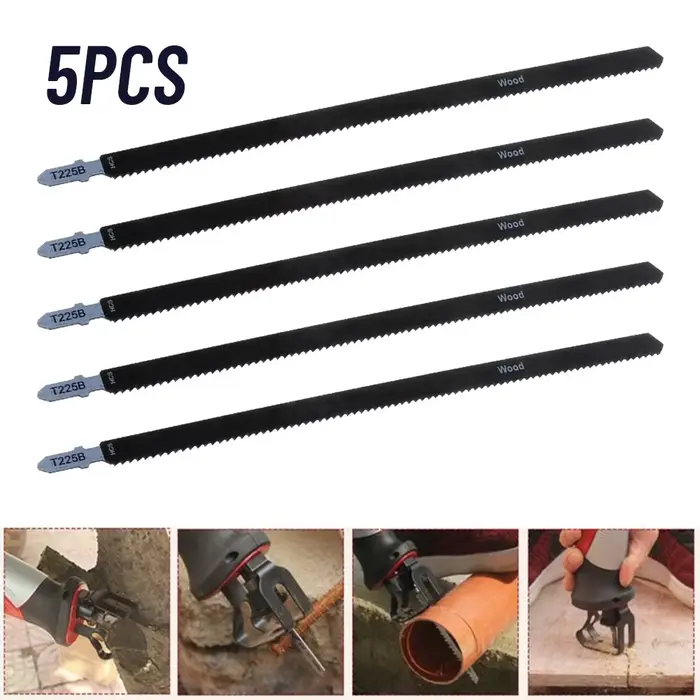 Lame de scie sauteuse HCS 250mm, 5 pièces, panneaux de feuille de lame de scie sauteuse, bois dur, c