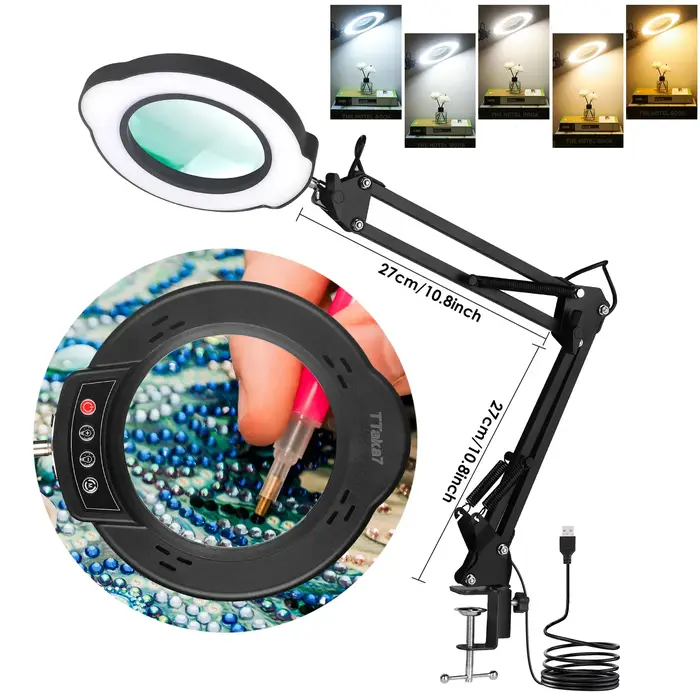 72LED 8X/10X nouvelle loupe éclairée USB 3 couleurs